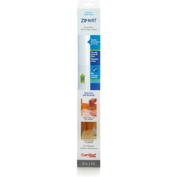 Adhesive Zip-N-Fit Solid Grip Drawer and Shelf Non-Slip Liner, 18" x 4', Ribbed - Picture 1 of 7